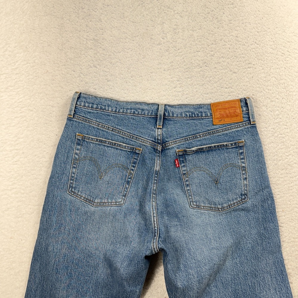 Levis Premium 501 S Skinny Jeans Womens Blue Denim 33 (33.5x29) High Rise - Picture 7 of 13